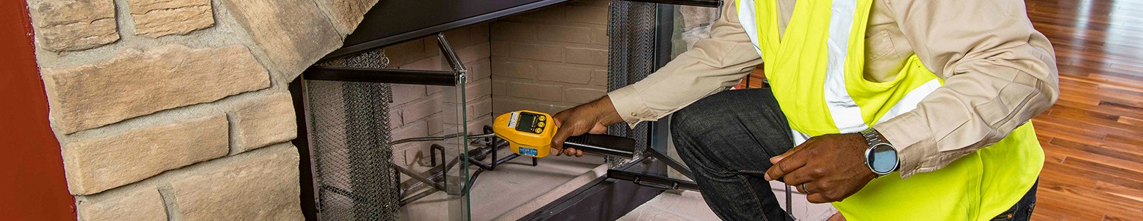 Southern company employee checking fireplace