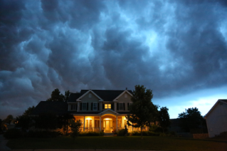 outside of a house at night